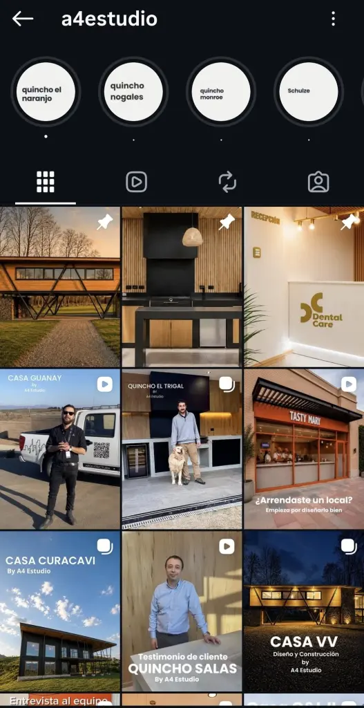 Feed de Instagram de A4 Estudio después, vista 2